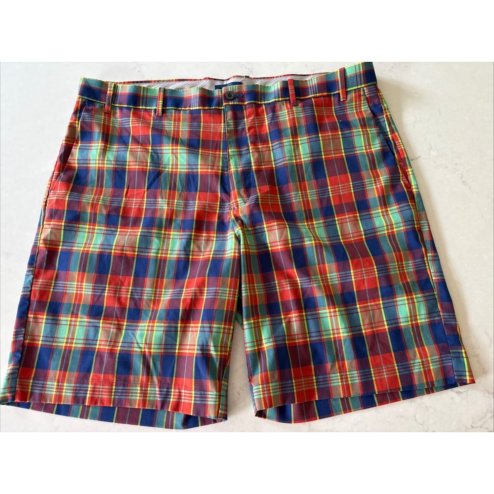 Jack Nicklaus Shorts Men's 40 Golf Orange Green Plaid Outdoors Chino Pants‎
